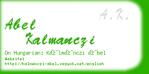 abel kalmanczi business card